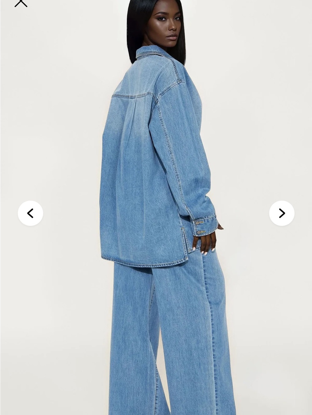 Wide Leg Light Blue Women's Denim Set - Picture 3 of 7